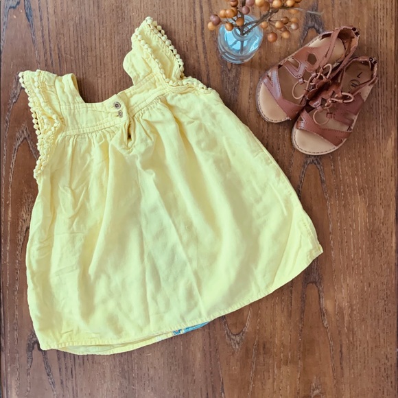 Old Navy Flower Embroidered Yellow Baby doll Top - Picture 2 of 6